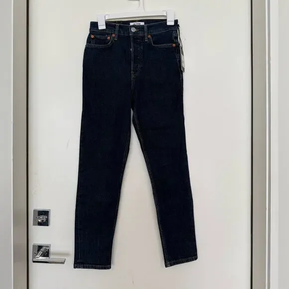NWT NEW REDONE 90s High Rise Ankle Crop Jeans Dark Rinse Size 25